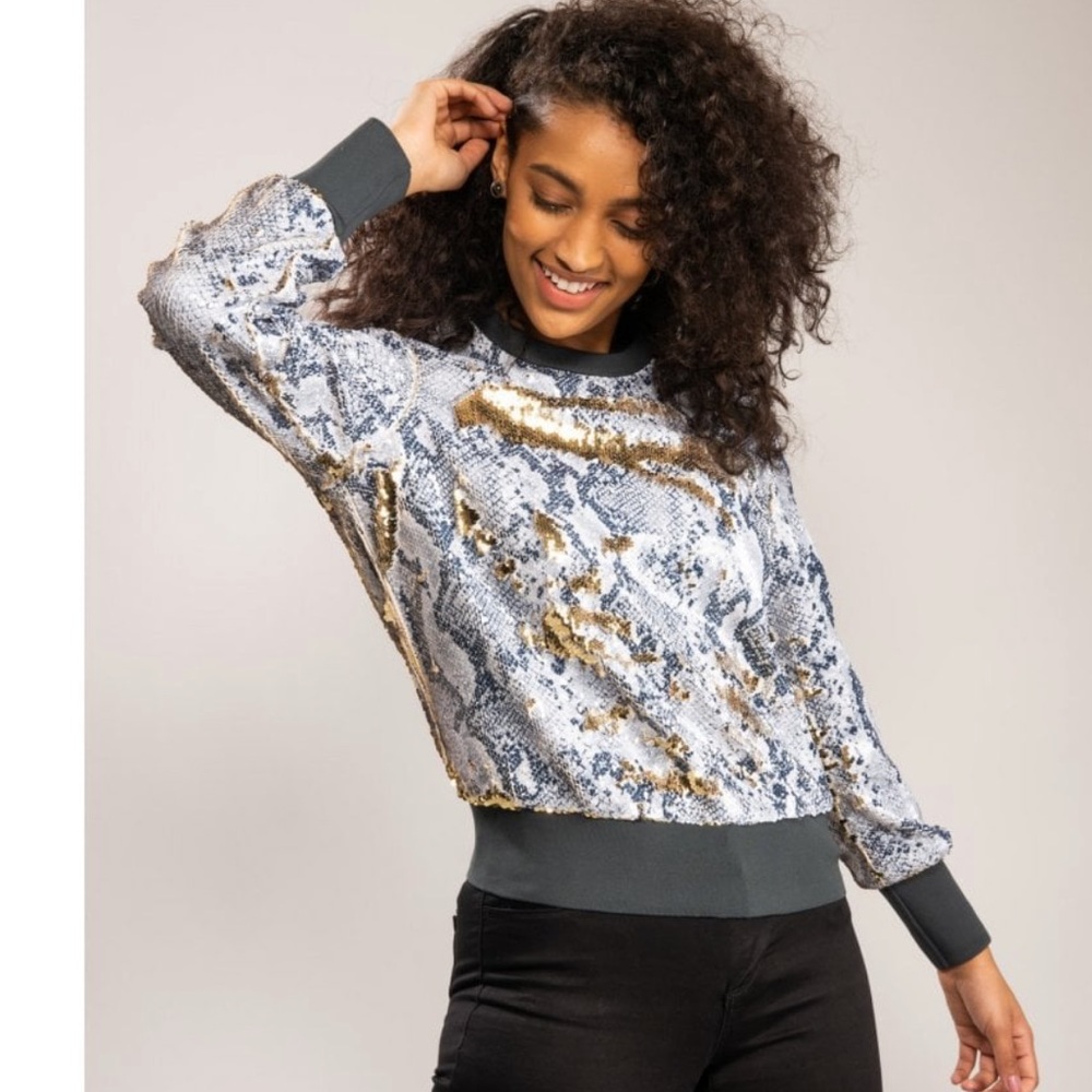 Ted Baker Millay Snakeskin Sequin Sweatshirt